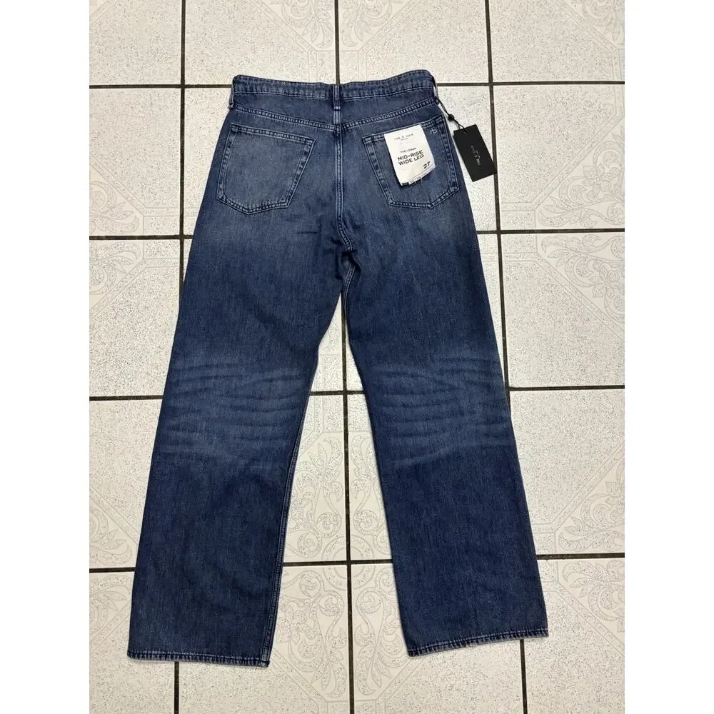 Rag & Bone The Logan Jeans Women Mid-Rise Wide Leg Denim Size 27 New - Picture 2 of 10